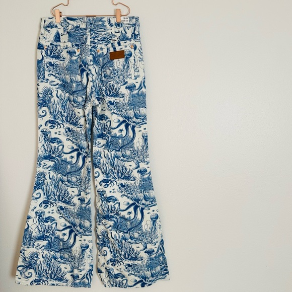 New Wrangler Wanderer 622 Printed High-Rise Jeans by Free People nautical print - Picture 7 of 11